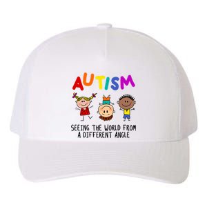 Autism Seeing The World From A Different Angle Cartoon Yupoong Adult 5-Panel Trucker Hat