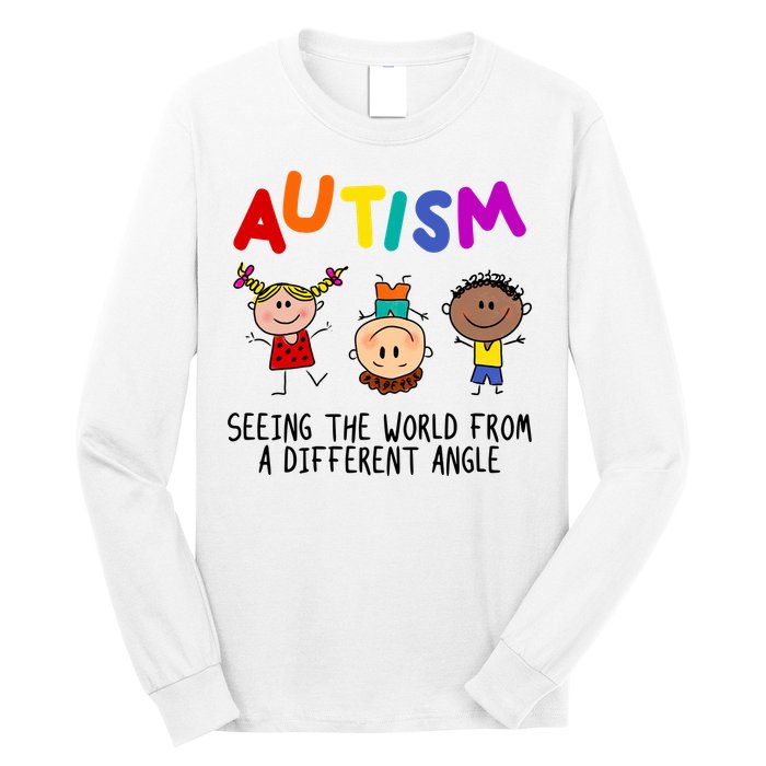 Autism Seeing The World From A Different Angle Cartoon Long Sleeve Shirt