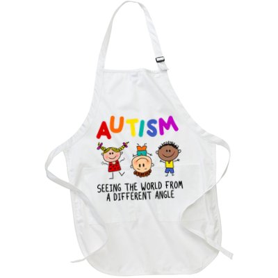 Autism Seeing The World From A Different Angle Cartoon Full-Length Apron With Pockets