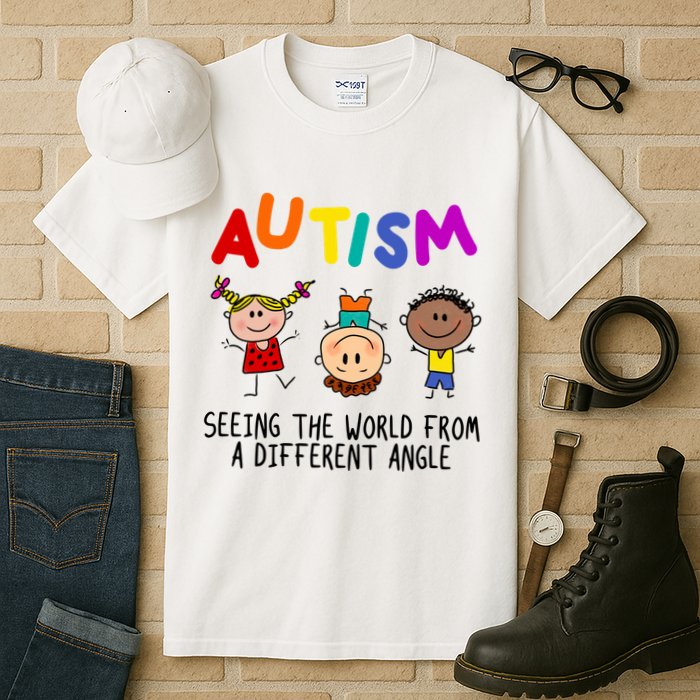 Autism Seeing The World From A Different Angle Cartoon Tall T-Shirt