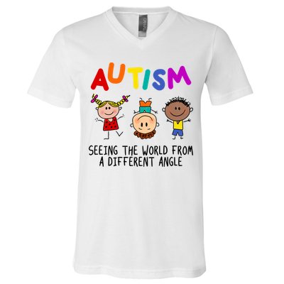 Autism Seeing The World From A Different Angle Cartoon V-Neck T-Shirt