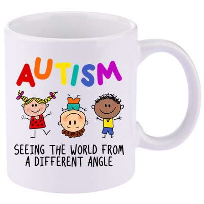 Autism Seeing The World From A Different Angle Cartoon 11oz C Handle Ceramic Mug