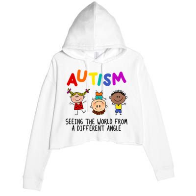 Autism Seeing The World From A Different Angle Cartoon Crop Fleece Hoodie