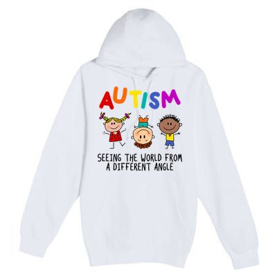 Autism Seeing The World From A Different Angle Cartoon Premium Pullover Hoodie