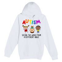 Autism Seeing The World From A Different Angle Cartoon Premium Pullover Hoodie