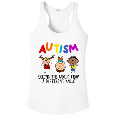 Autism Seeing The World From A Different Angle Cartoon Ladies PosiCharge Competitor Racerback Tank