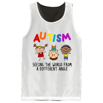 Autism Seeing The World From A Different Angle Cartoon Mesh Reversible Basketball Jersey Tank