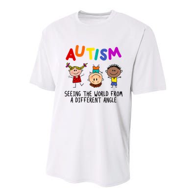 Autism Seeing The World From A Different Angle Cartoon Youth Performance Sprint T-Shirt