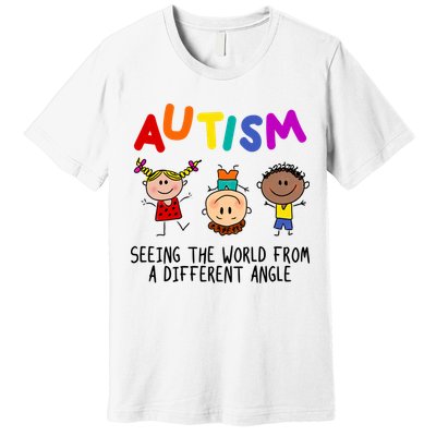 Autism Seeing The World From A Different Angle Cartoon Premium T-Shirt