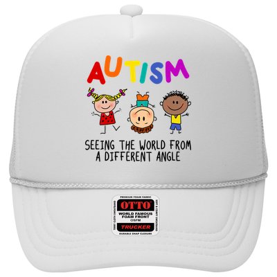 Autism Seeing The World From A Different Angle Cartoon Trucker Hat