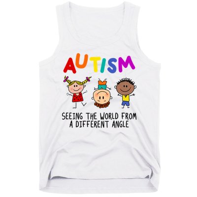 Autism Seeing The World From A Different Angle Cartoon Tank Top