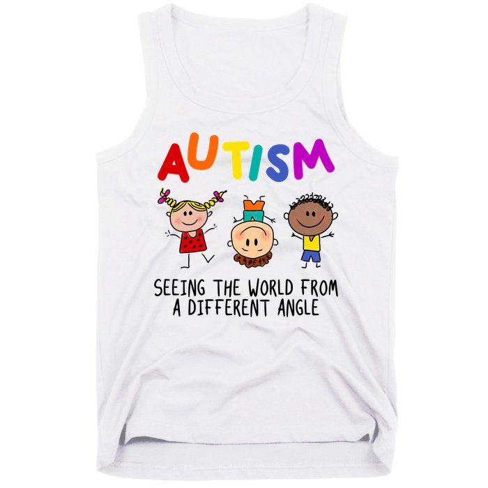 Autism Seeing The World From A Different Angle Cartoon Tank Top