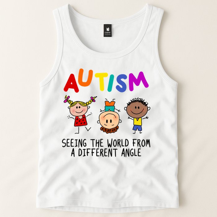 Autism Seeing The World From A Different Angle Cartoon Tank Top