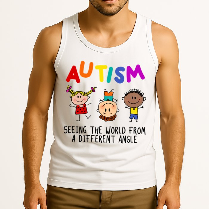 Autism Seeing The World From A Different Angle Cartoon Tank Top