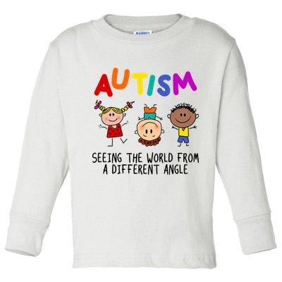 Autism Seeing The World From A Different Angle Cartoon Toddler Long Sleeve Shirt