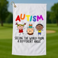 Autism Seeing The World From A Different Angle Cartoon Golf Towel