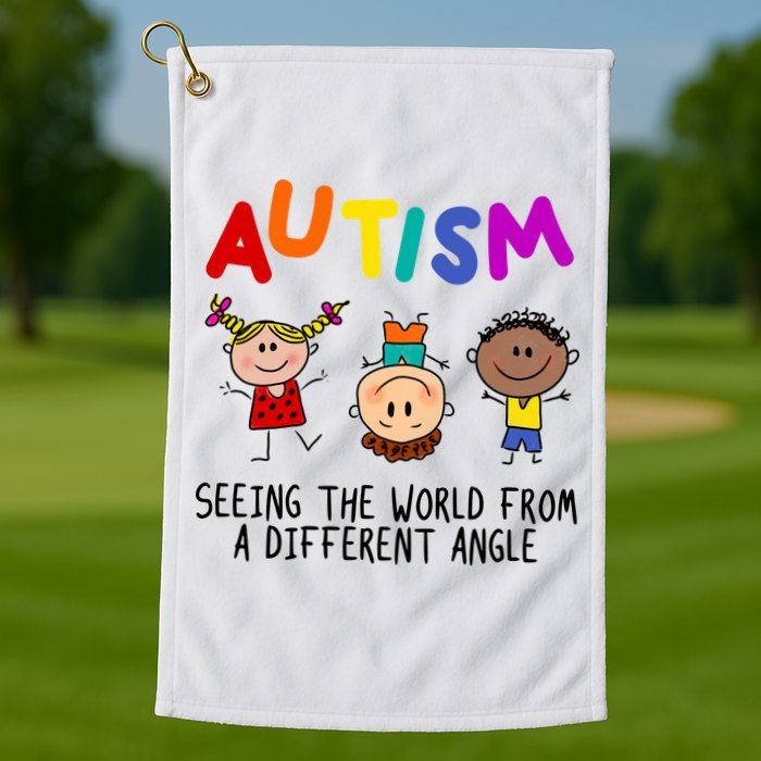 Autism Seeing The World From A Different Angle Cartoon Golf Towel