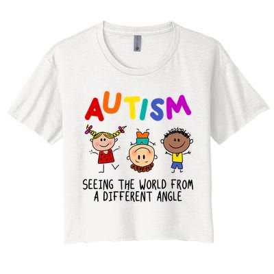 Autism Seeing The World From A Different Angle Cartoon Crop Top