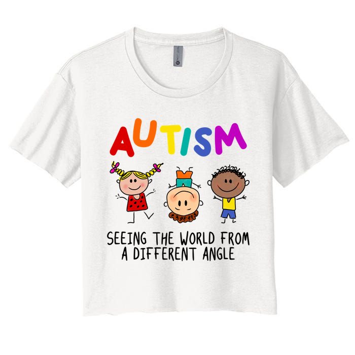 Autism Seeing The World From A Different Angle Cartoon Crop Top