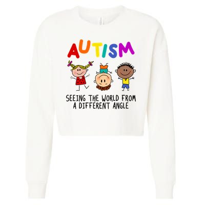 Autism Seeing The World From A Different Angle Cartoon Cropped Pullover Crew