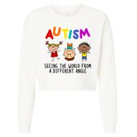 Autism Seeing The World From A Different Angle Cartoon Cropped Pullover Crew