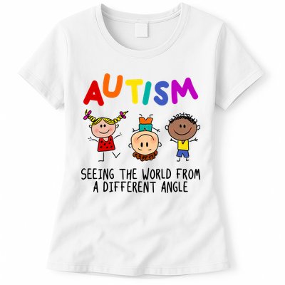 Autism Seeing The World From A Different Angle Cartoon Womens T-Shirt