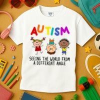 Autism Seeing The World From A Different Angle Cartoon Kids T-Shirt