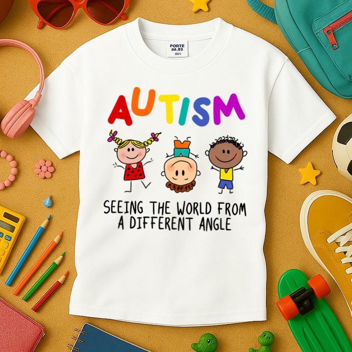 Autism Seeing The World From A Different Angle Cartoon Kids T-Shirt