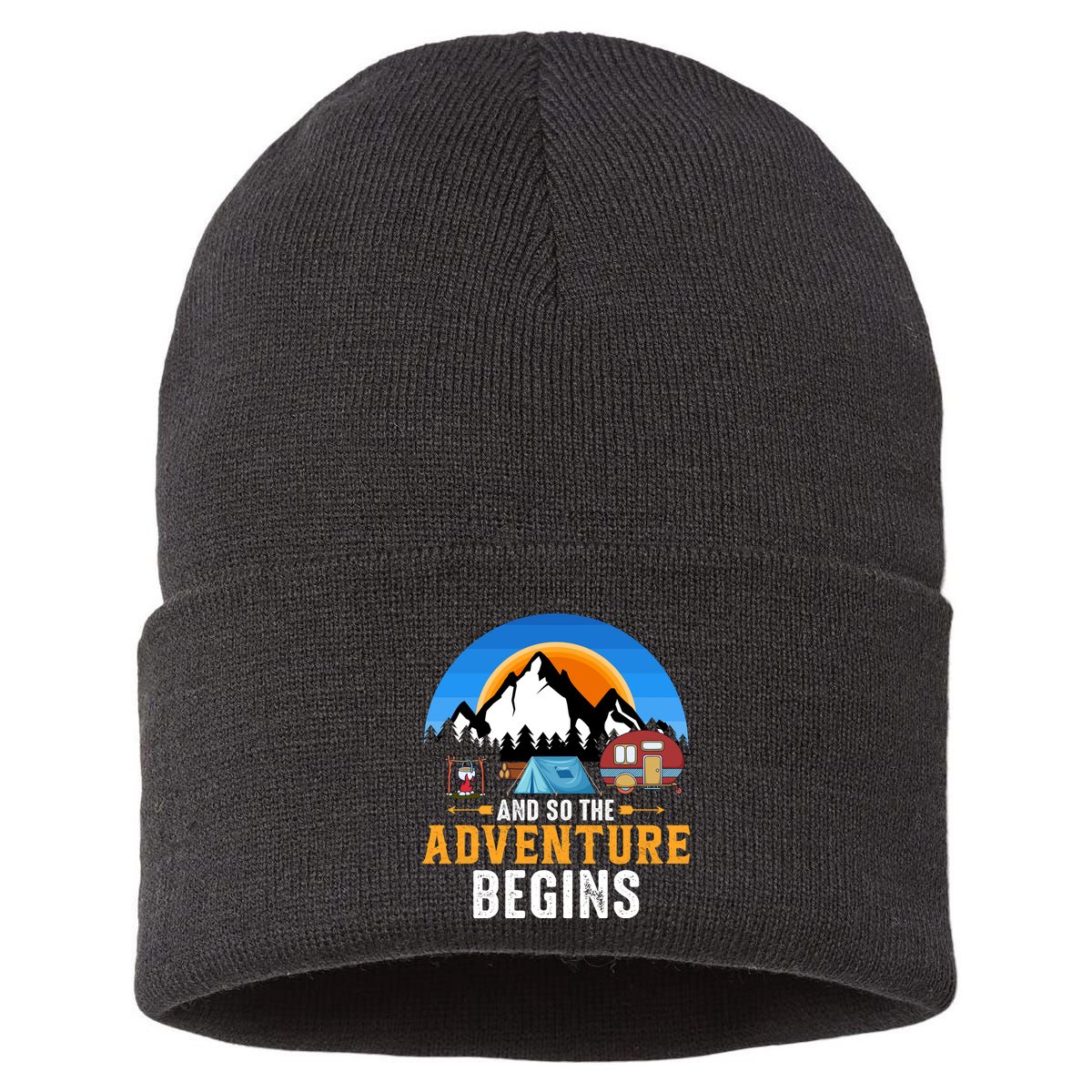 And So The Adventure Begins Camping Sustainable Knit Beanie