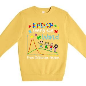 Autism Seeing The World From Different Angles Funny Gift Premium Crewneck Sweatshirt