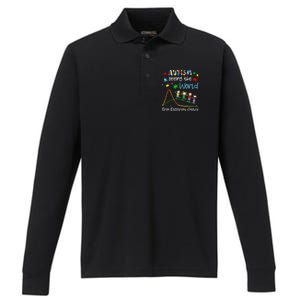 Autism Seeing The World From Different Angles Funny Gift Performance Long Sleeve Polo