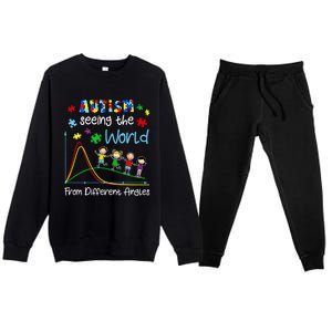 Autism Seeing The World From Different Angles Funny Gift Premium Crewneck Sweatsuit Set