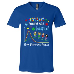 Autism Seeing The World From Different Angles Funny Gift V-Neck T-Shirt