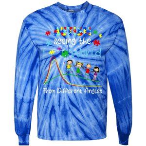 Autism Seeing The World From Different Angles Funny Gift Tie-Dye Long Sleeve Shirt