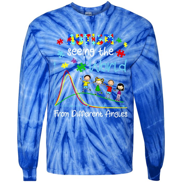 Autism Seeing The World From Different Angles Funny Gift Tie-Dye Long Sleeve Shirt