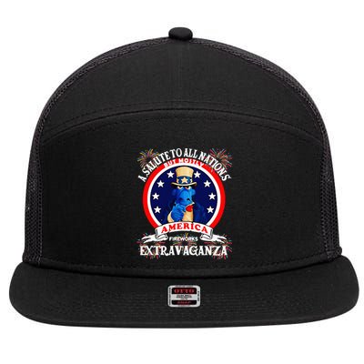 A Salute To All Nations But Mostly America 7 Panel Mesh Trucker Snapback Hat