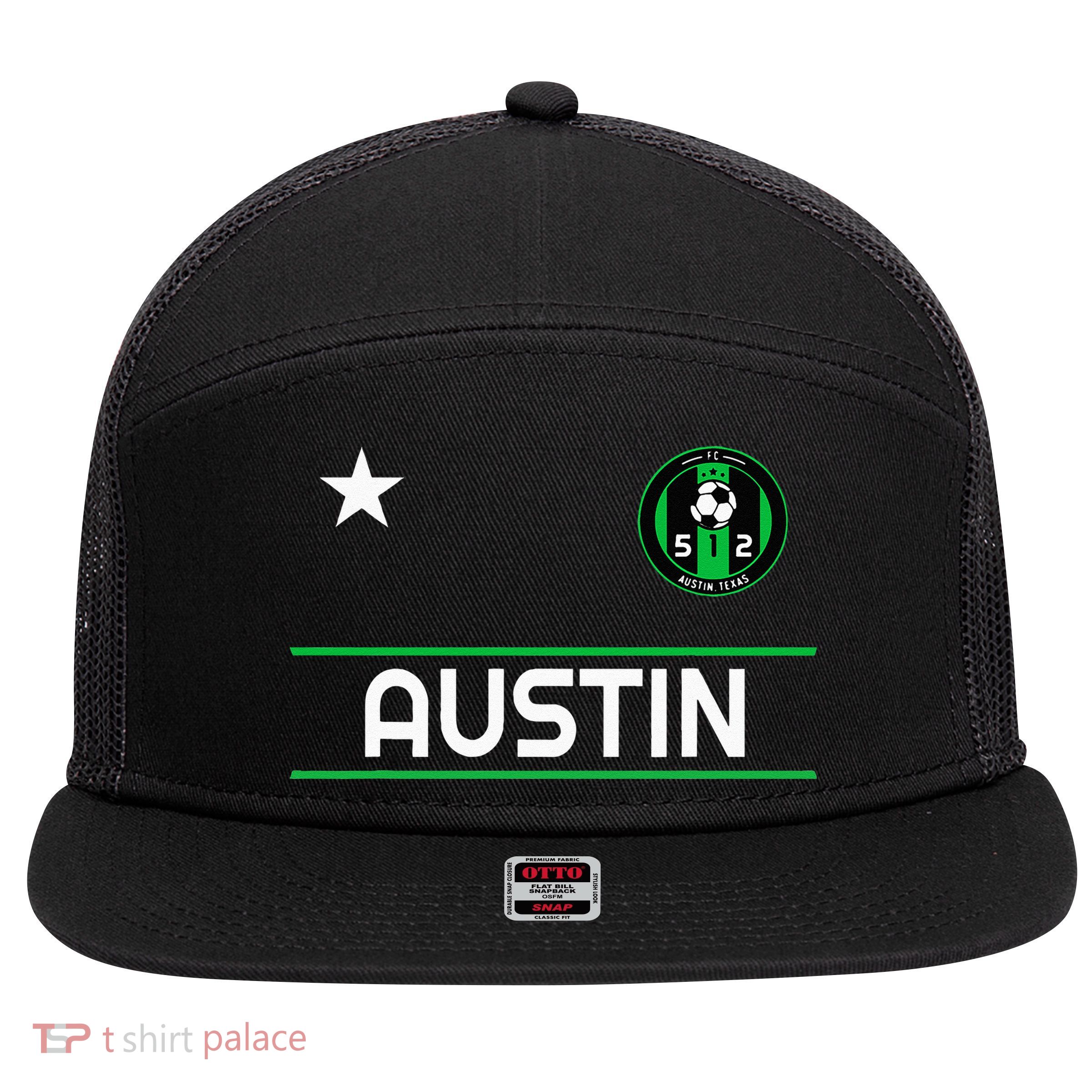 Austin Soccer Team Jersey Mini 512 Badge 7 Panel Mesh Trucker Snapback Hat