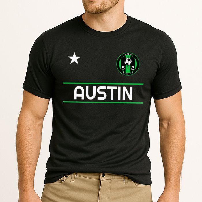Austin Soccer Team Jersey Mini 512 Badge Cooling Performance Crew T-Shirt