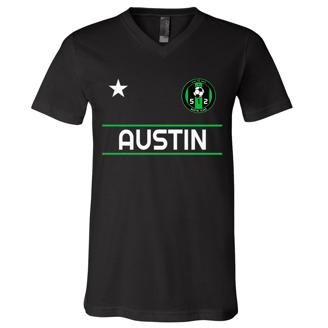 Austin Soccer Team Jersey Mini 512 Badge V-Neck T-Shirt