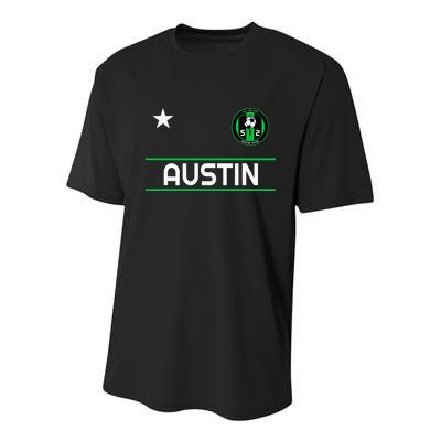 Austin Soccer Team Jersey Mini 512 Badge Youth Performance Sprint T-Shirt