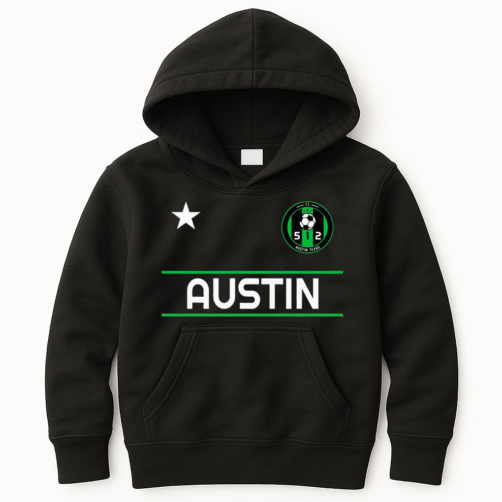 Austin Soccer Team Jersey Mini 512 Badge Kids Hoodie