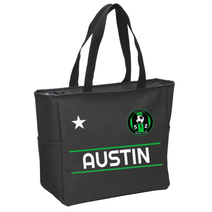 Austin Soccer Team Jersey Mini 512 Badge Zip Tote Bag