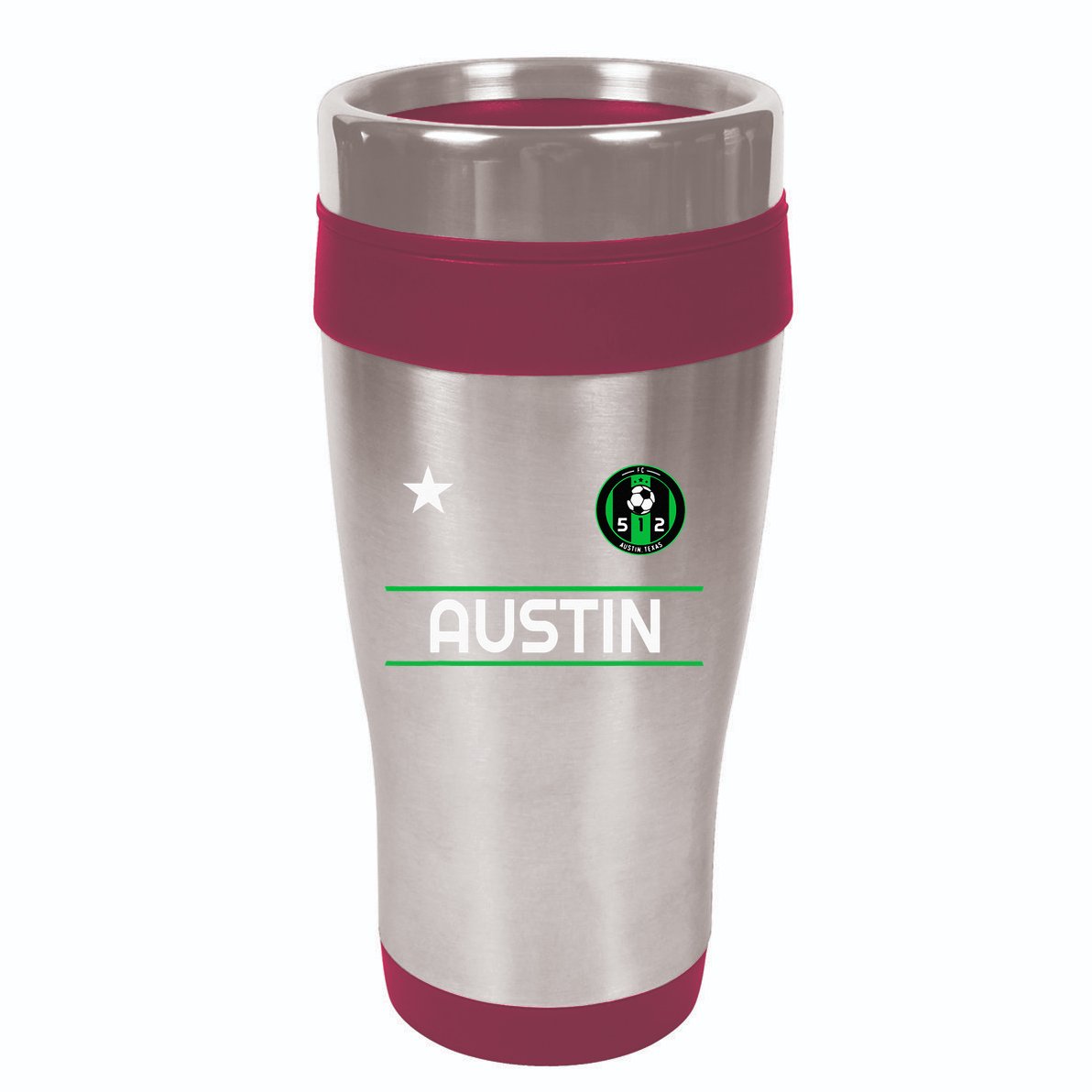 Austin Soccer Team Jersey Mini 512 Badge 16oz Travel Tumbler