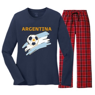 Argentina Soccer Toddler Ball Flag Women's Long Sleeve Flannel Pajama Set 