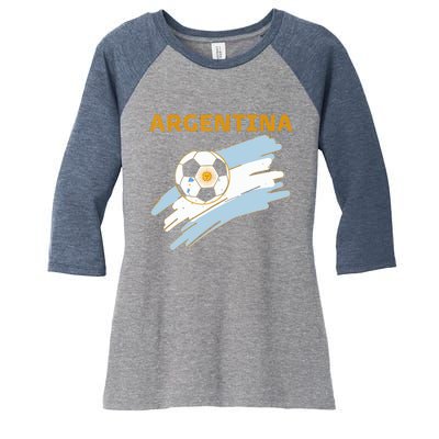 Argentina Soccer Toddler Ball Flag Women's Tri-Blend 3/4-Sleeve Raglan Shirt