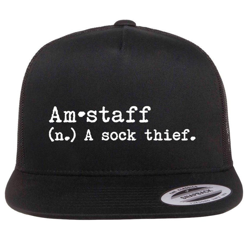 A Sock Thief American Staffordshire Terrier Dog Flat Bill Trucker Hat