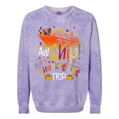 Aw Ship Thanksgiving Trip Cruise Matching Family Vacation Colorblast Crewneck Sweatshirt