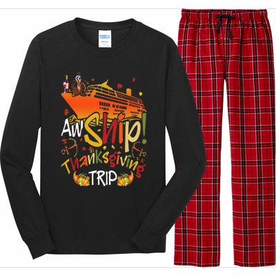 Aw Ship Thanksgiving Trip Cruise Matching Family Vacation Long Sleeve Pajama Set