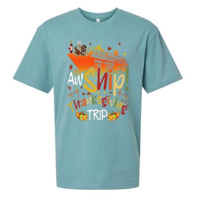 Aw Ship Thanksgiving Trip Cruise Matching Family Vacation Sueded Cloud Jersey T-Shirt