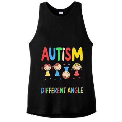 Autism Seeing The World From A Different Angle Autism Ladies PosiCharge Tri-Blend Wicking Tank